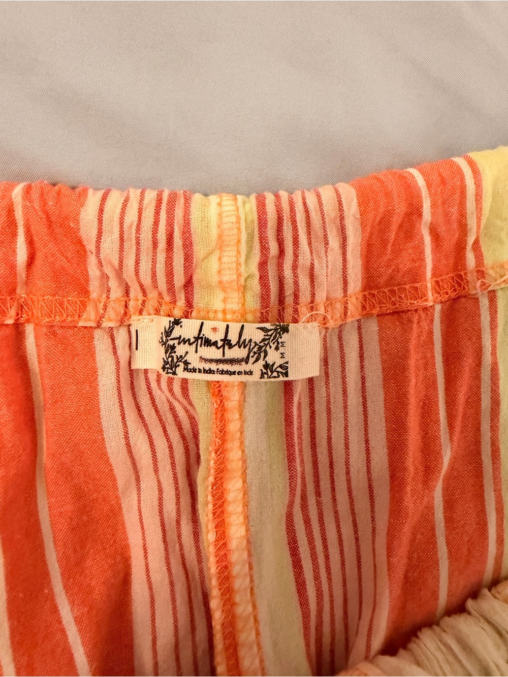 Lightweight Cream and Coral Striped Women's Boho pants - Picture 6 of 9